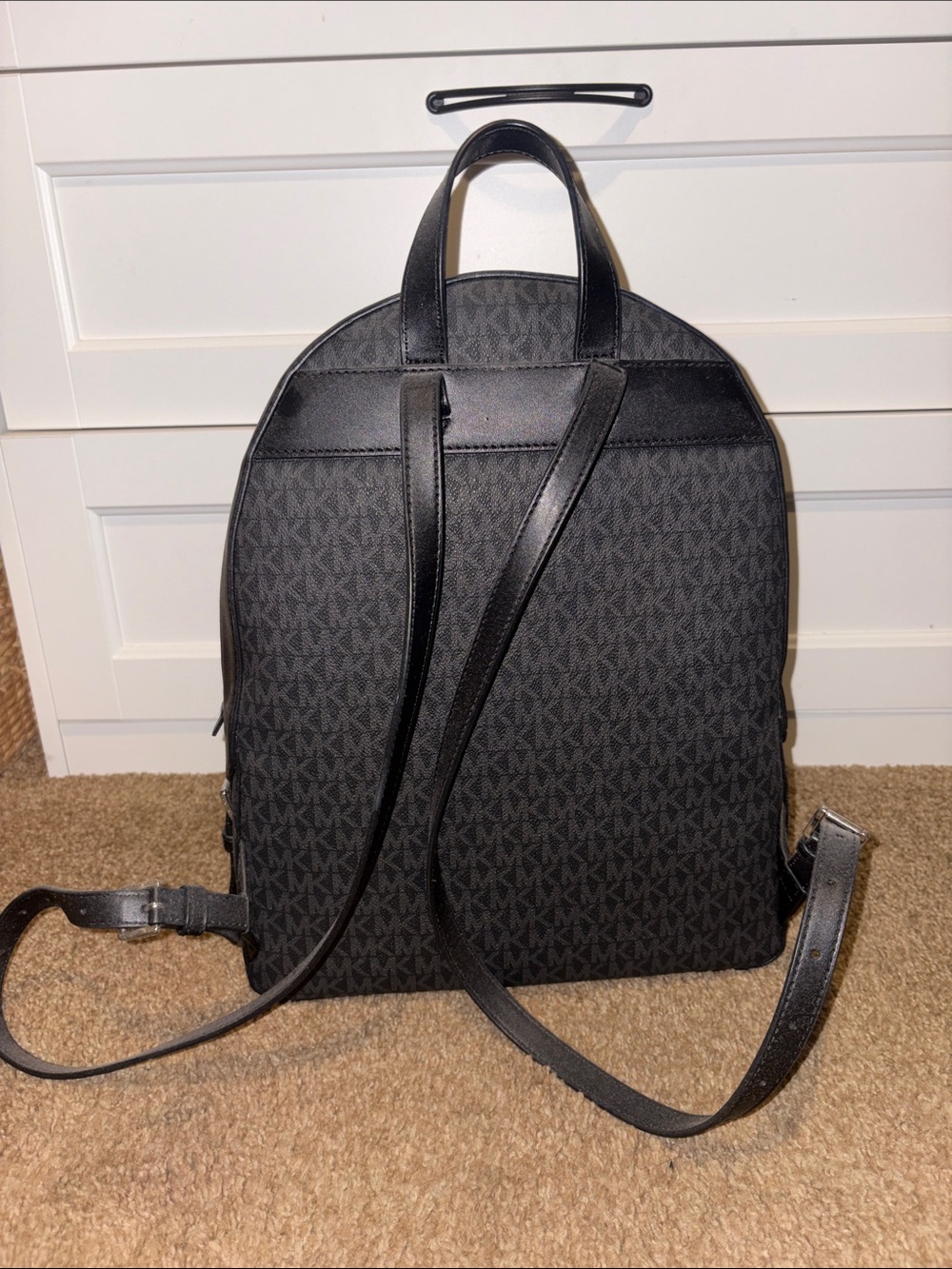 Michael Kors Black MK Signature Backpack with Front Zip Pocket - Picture 2 of 10